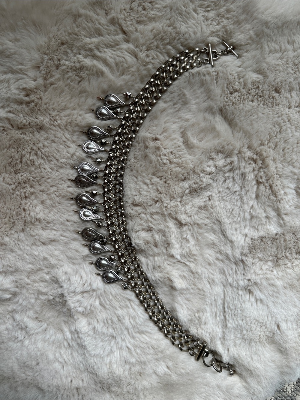 Silver-Tone Teardrop Statement Necklace - Women's Jewelry